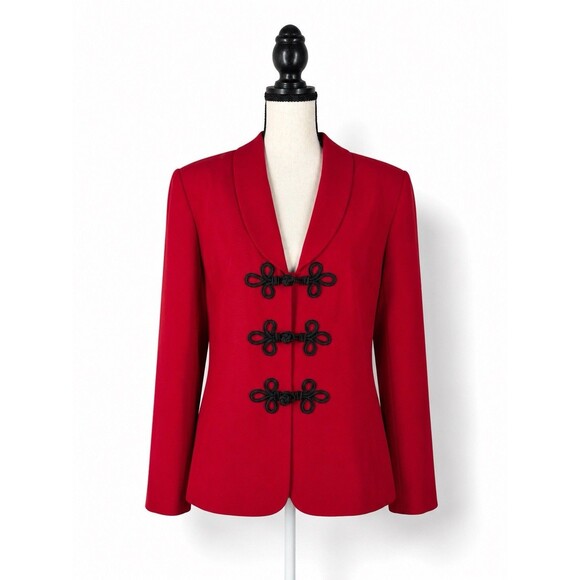 Le Suit Jackets & Blazers - Le Suit Vintage Red Frog Knot Blazer Jacket Size 14‎